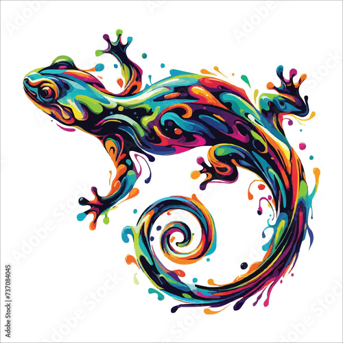 Abstract Salamander multicolored paints colored drawing vector illustration