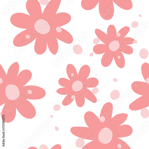 Floral graphic scribble design. Seamless pattern. Abstract minimal flower. Beautiful floral background. Vector art illustration for textile, wallpaper. Hand-drawn with a black