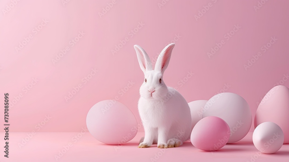 Pastel Easter Delight: Minimalistic 2D Vector Background with Eggs Pastel Easter Delight: Minimalistic 2D Vector Background with Eggs
