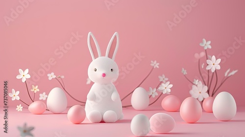 Pastel Easter Delight: Minimalistic 2D Vector Background with Eggs © Mike
