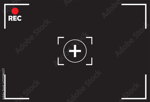 Camera viewfinder rec background vector. Video screen on black background. View finder background. EPS 10