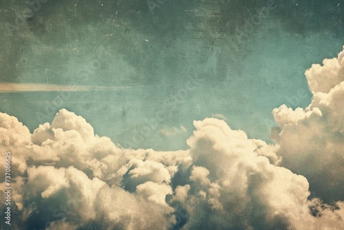 Fototapeta Naklejka Na Ścianę i Meble -  retro sky pattern on old paper texture. raster halftone vintage clouds.