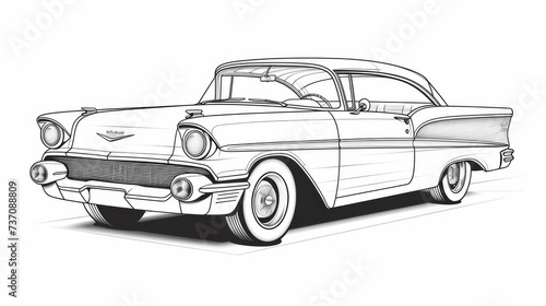 Vintage car hand drawn ink sketch