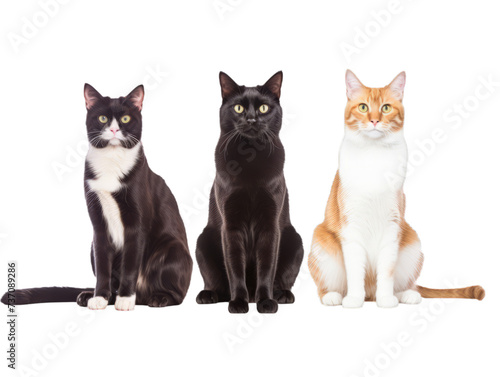 ten different breeds cats sitting isolated on white background
