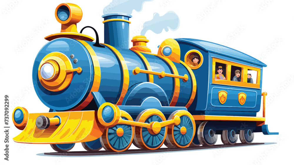 Cartoon funny and happy-looking steam train.
