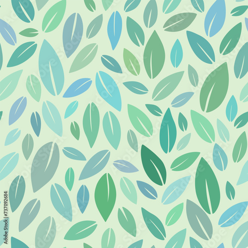 Simple green leaves vector seamless pattern