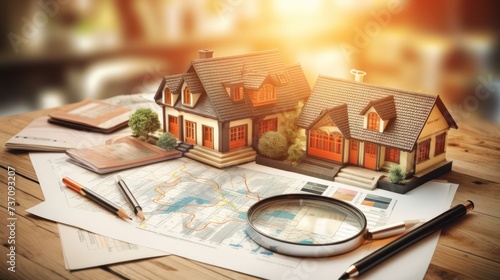 the importance of due diligence in a property home buying strategy with an image showcasing research tools, magnifying glass, and strategic investigation photo