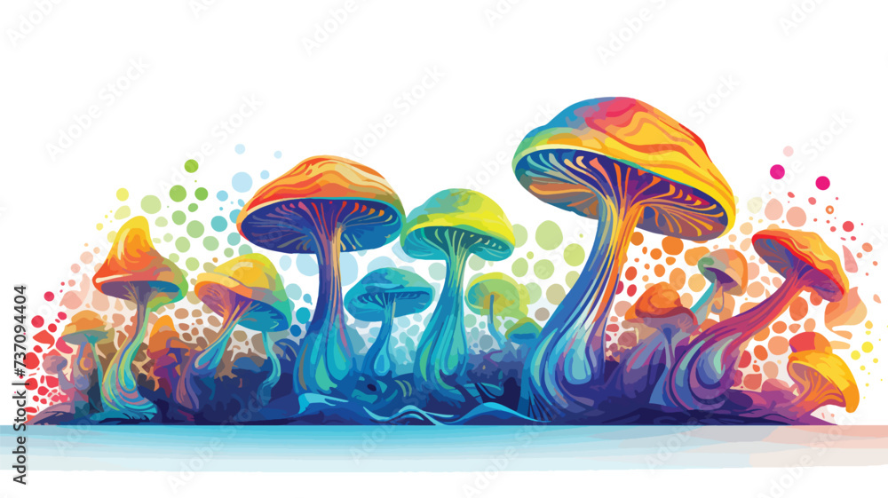 Psilocybin hallucinogenic mushrooms multicolored.