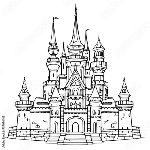 Line art castle, castle vector, silhouette, jpg, eps,castle, architecture, building, vector, house, church, illustration, city, sketch, cartoon, tower, drawing, old, design, europe, medieval, travel, 
