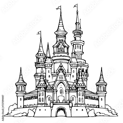 Line art castle, castle vector, silhouette, jpg, eps,castle, architecture, building, vector, house, church, illustration, city, sketch, cartoon, tower, drawing, old, design, europe, medieval, travel, 