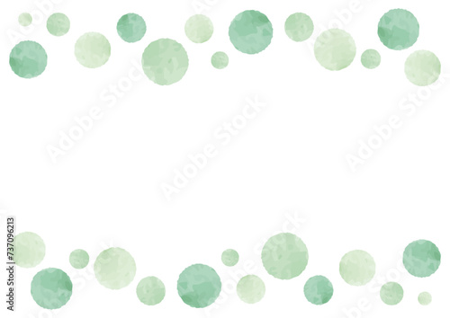 水彩　緑　水玉　フレーム  上下