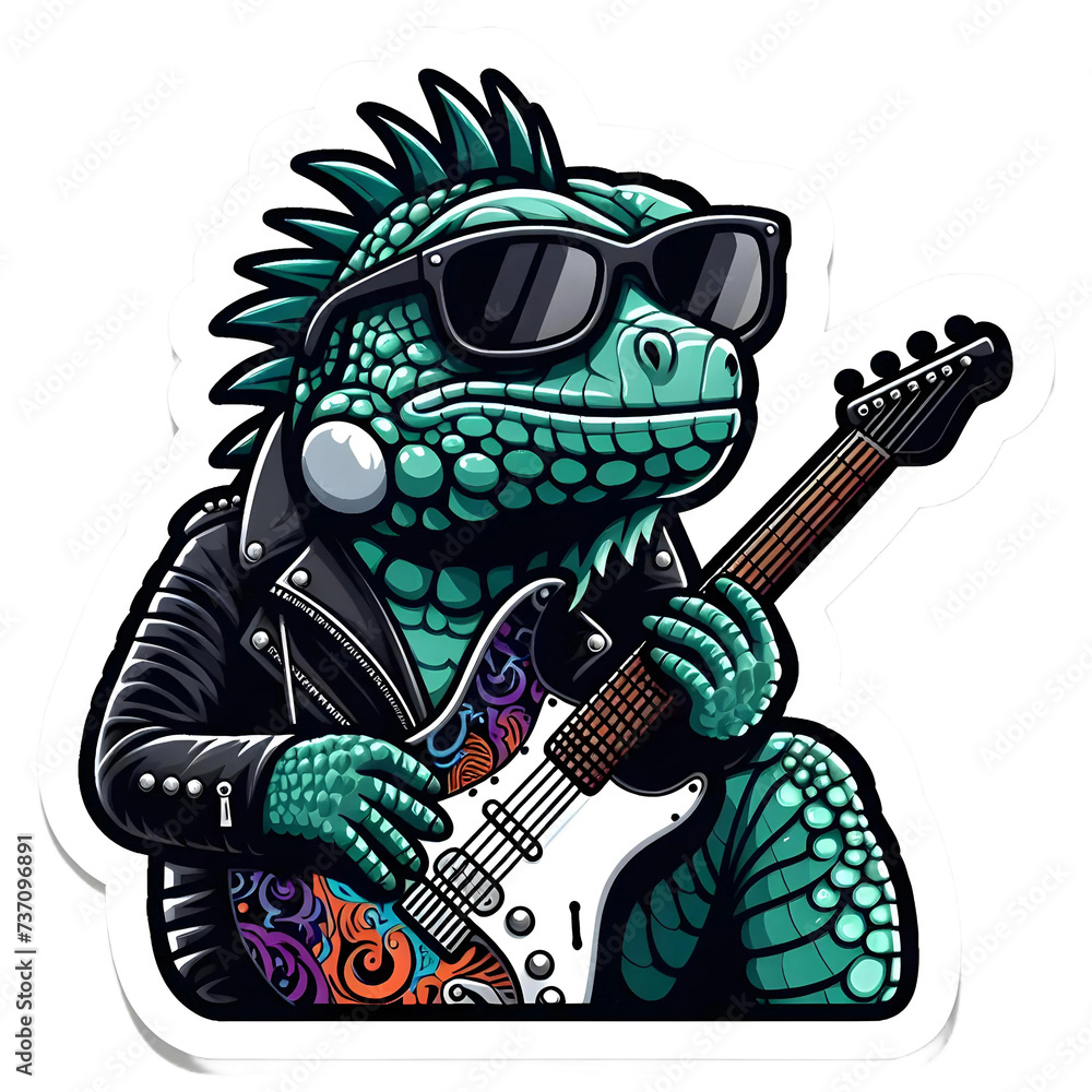 Fototapeta premium 3D Cartoon Iguana Rocker