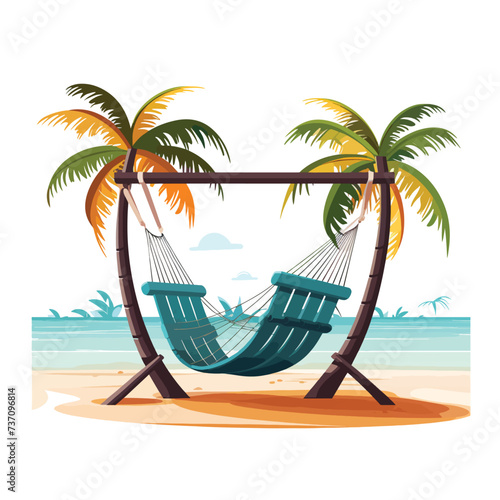 Swing chair or hammock on beautiful empty beach.