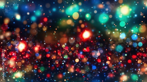 vibrant Multicolor Bokeh seamless background, featuring dazzling hues of Red, Green, and Blue lights dancing in an enchanting display