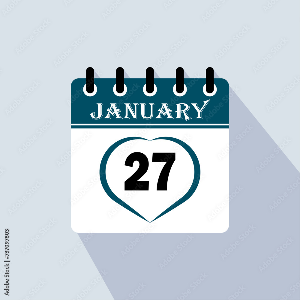 Icon calendar day - 27 January. 27 days of the month, vector illustration. Icon calendar day - 27 January. 27 days of the month, vector illustration.