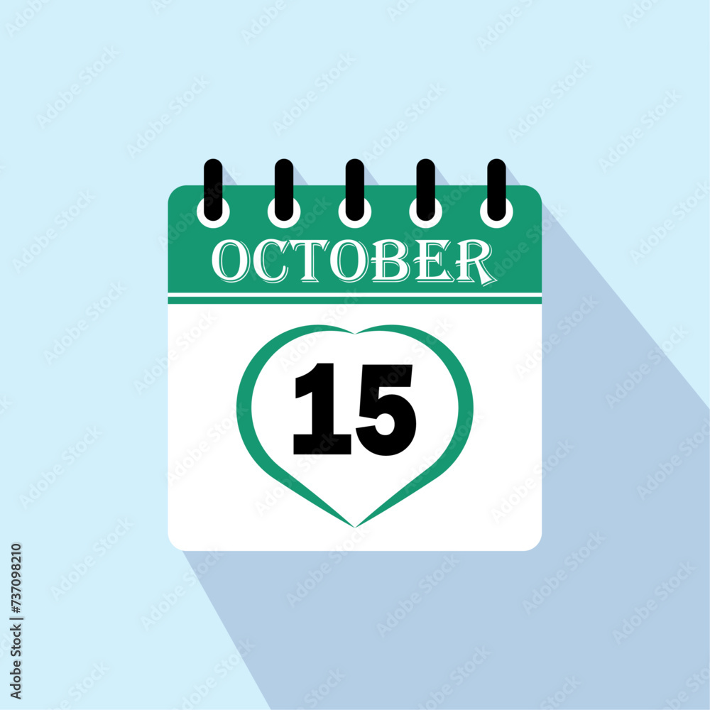 Icon calendar day - 15 October. 15th days of the month, vector illustration. Icon calendar day - 15 October. 15th days of the month, vector illustration.