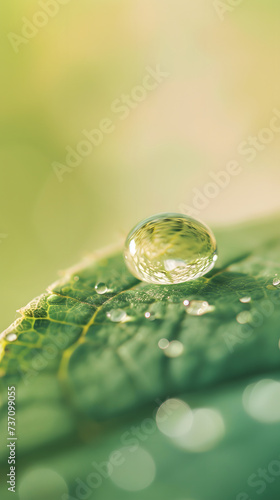 Morning Dew on Fresh Green Leaf