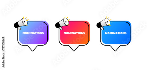 Nominations speech bubbles. Nominations icons. Flat style. Vector icons