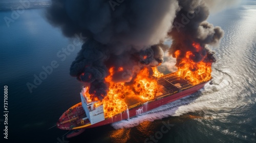 Cargo boat fire