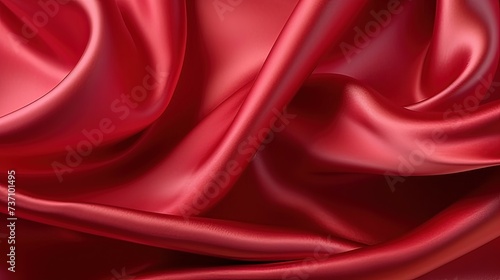 A Close-Up View of Elegantly Waved Red Silk Fabric