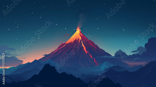 volcano in the night