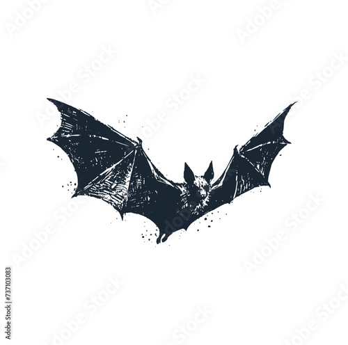 Flying black bat. Vector illustration