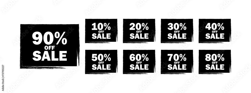 Sale icon set. Discount percentage icons set. Silhouette style. Vector icons