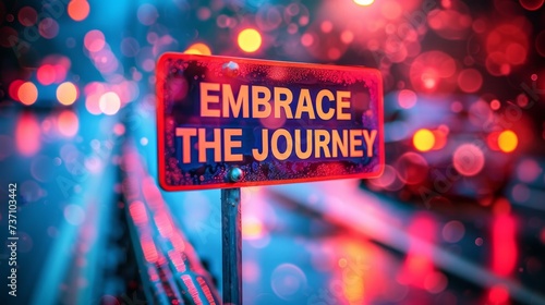 Embracing the journey motivational quote on blurred background, success concept
