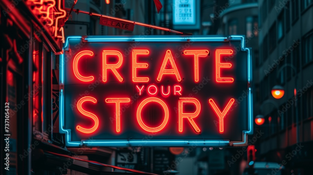 Create your story  motivation quote on abstract blurred background, success concept