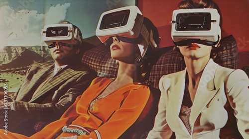 Retro-Futuristic Group in VR Headsets