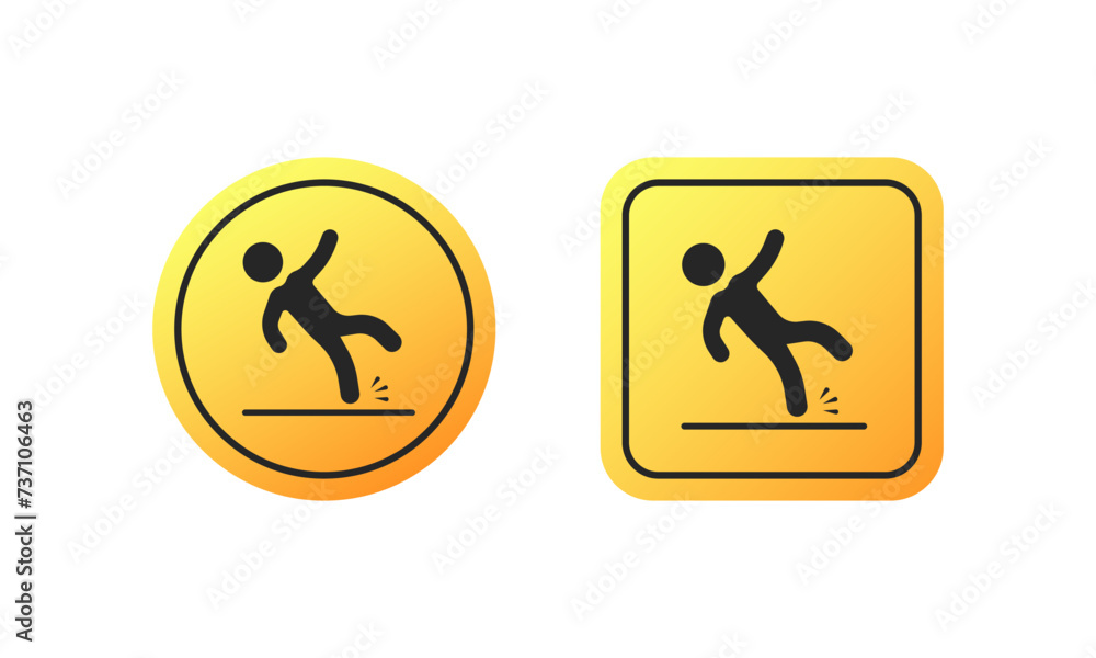 Falling man road sign. Slippery icons sign. Flat style. Vector icons Falling man road sign. Slippery icons sign. Flat style. Vector icons