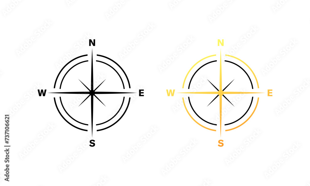 Compass icon set. Linear and flat style. Vector icons Compass icon set. Linear and flat style. Vector icons