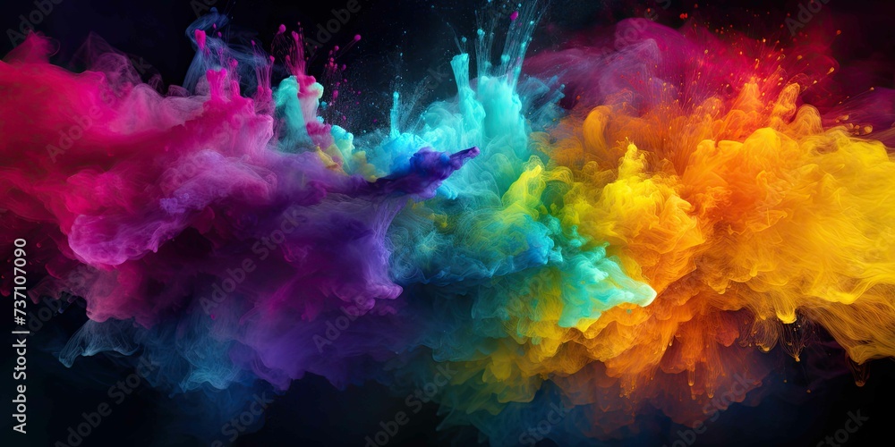 Colorful rainbow holi paint color powder