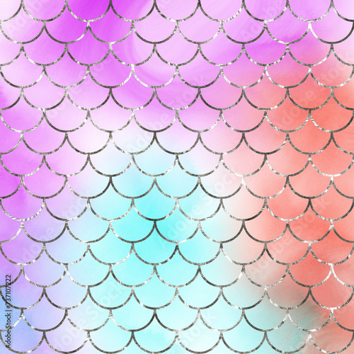 Mermaid Watercolor Digital Paper 