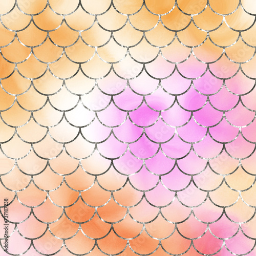 Mermaid Watercolor Digital Paper 