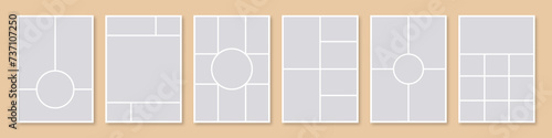 Mood board set. Mosaic photo collage grid collection. 