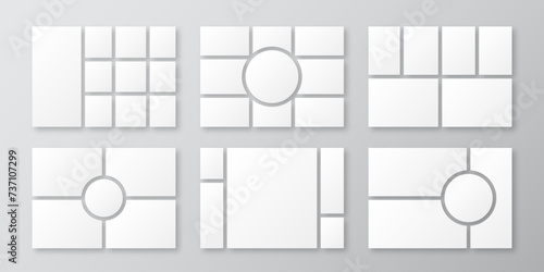 Realistic mood board collection. Photo collage grid set. Mosaic pictures frame for moodboard layout