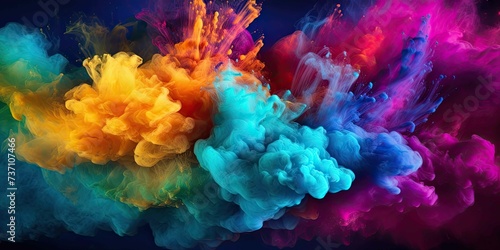Holi color paint splatter powder festival explosion burst powder wide background