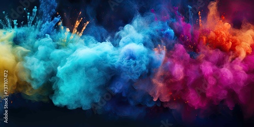 Holi color paint splatter powder festival explosion burst powder wide background