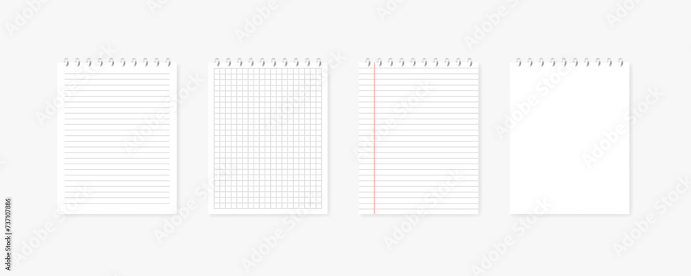 Mockup of a blank notepad sheet. Notepad sheet icon set. Flat style. Vector icons Mockup of a blank notepad sheet. Notepad sheet icon set. Flat style. Vector icons