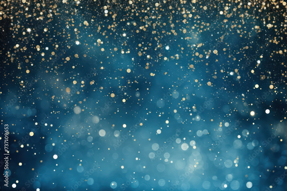 Enchanting Christmas Night: A Magical Bokeh of Glittering Snowflakes on a Shiny Gold and Sparkling Black Background Enchanting Christmas Night: A Magical Bokeh of Glittering Snowflakes on a Shiny Gold and Sparkling Black Background