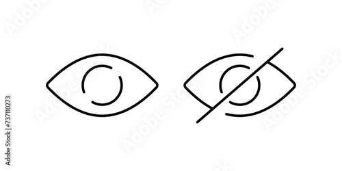 Eye icons. Viewing allowed and prohibited icons. Linear style