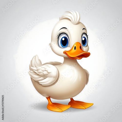 Cute Cartoon Duck  Vector illustration on a white background....