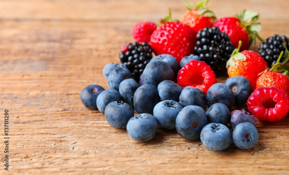 wild berries on wooden background wild berries on wooden background