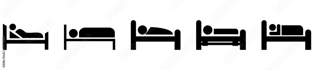 Human in bed. flat simple icon Vector. Simple flat symbol. Illustration pictogram Human in bed. flat simple icon Vector. Simple flat symbol. Illustration pictogram