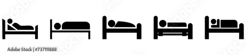Naklejka Human in bed. flat simple icon Vector. Simple flat symbol. Illustration pictogram