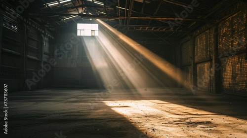 Sunlight Streams Through a Rustic Warehouse Generative AI
