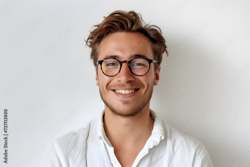 Closeup portrait of handsome man wearing eyeglass. Elegant man in glasses. Optics style for men Closeup portrait of handsome man wearing eyeglass. Elegant man in glasses. Optics style for men