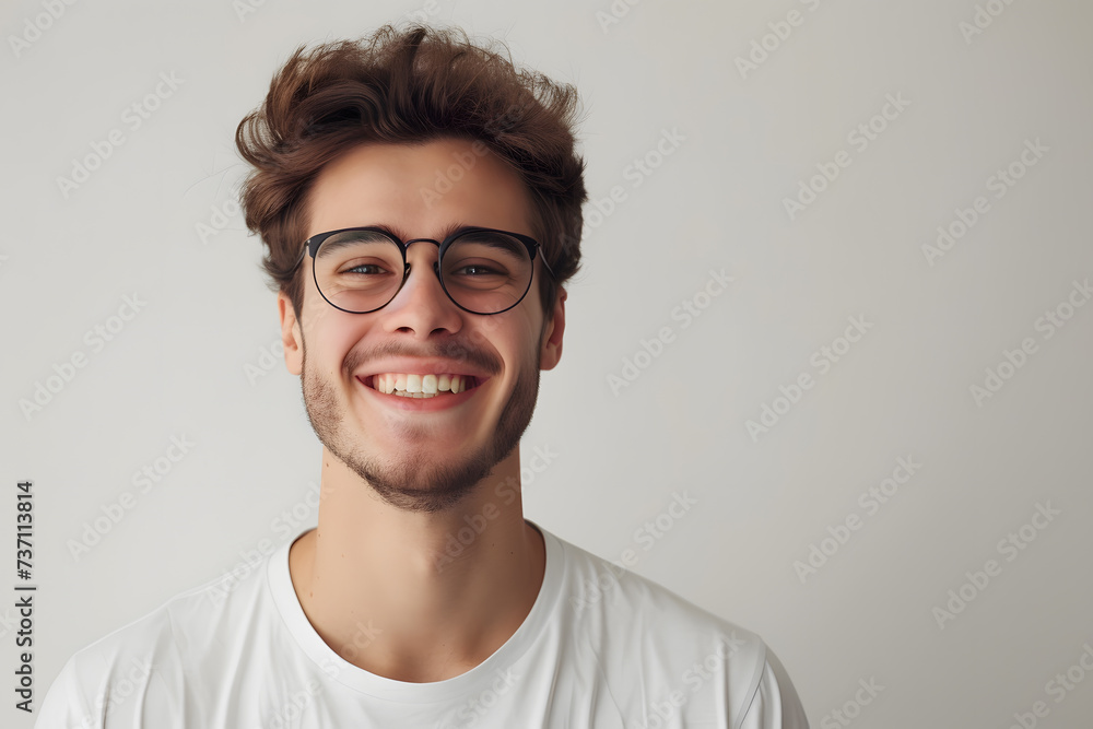 Closeup portrait of handsome man wearing eyeglass. Elegant man in glasses. Optics style for men Closeup portrait of handsome man wearing eyeglass. Elegant man in glasses. Optics style for men