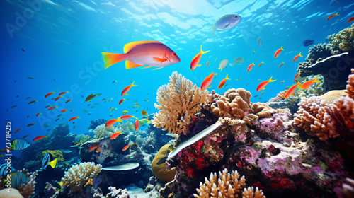 small fish on a coral reef © Black
